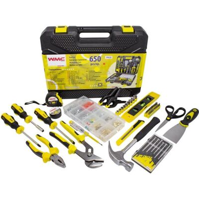 WMC Tools ZESTAW NARZĘDZI KOMPLET XXL WALIZKA NARZĘDZIOWA 1/4' 650 EL. MŁOTEK BITY ŚRUBOKRĘTY WKRĘTAKI POZIOMICA WMC Tools ZESTAW NARZĘDZI KOMPLET XXL WALIZKA NARZĘDZIOWA 1/4' 650 EL. MŁOTEK BITY ŚRUBOKRĘTY WKRĘTAKI POZIOMICA