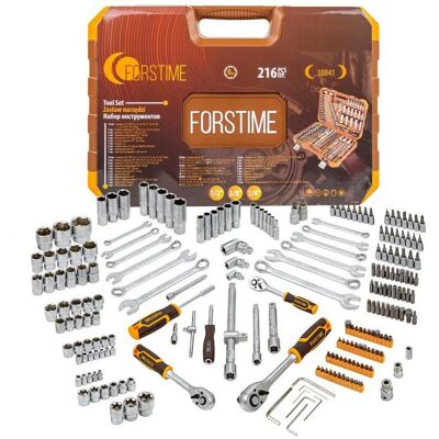 FORSTIME Zestaw narzędzi NASADKI BITY KLUCZE 216 el. 1/4' 3/8' 1/2' 6-kątnych 4-32mm STAL FORSTIME Zestaw narzędzi NASADKI BITY KLUCZE 216 el. 1/4' 3/8' 1/2' 6-kątnych 4-32mm STAL