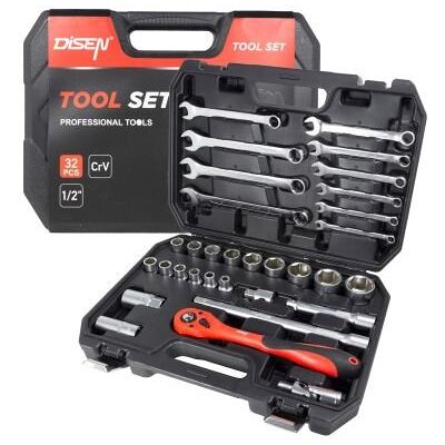 Inny producent Zestaw Narzędzi Nasadowych Klucze Nasadki Cr-V 1/2'' 32 El. Adapter Grzechotka Disen Inny producent Zestaw Narzędzi Nasadowych Klucze Nasadki Cr-V 1/2'' 32 El. Adapter Grzechotka Disen