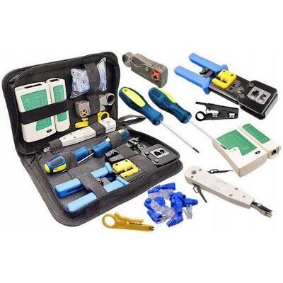 Inny producent Zestaw Narzędzi Zaciskarka Tester LAN Sieciowy do Wtyków RJ-45 Przelotowych Inny producent Zestaw Narzędzi Zaciskarka Tester LAN Sieciowy do Wtyków RJ-45 Przelotowych