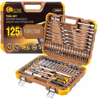 FORSTIME Zestaw Narzędziowy 1/2'1/4' 125el 6-kątne 4-32mm Klucze Nasadowe Nasadki BITY TORX FORSTIME Zestaw Narzędziowy 1/2'1/4' 125el 6-kątne 4-32mm Klucze Nasadowe Nasadki BITY TORX