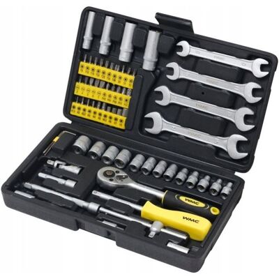 WMC Tools Zestaw Narzedziowy 1/4 Bity Nasadki Klucze Wkrętaki Grzechotka 62 el Walizka WMC Tools Zestaw Narzedziowy 1/4 Bity Nasadki Klucze Wkrętaki Grzechotka 62 el Walizka