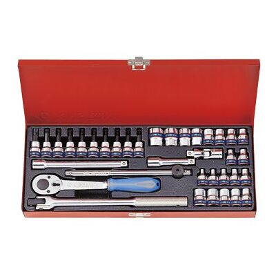 Zestaw nasadek KING TONY 3534MR, 3/8'', 6-kątne, 6-19 mm, E4-E18, T8-T40 Zestaw nasadek KING TONY 3534MR, 3/8'', 6-kątne, 6-19 mm, E4-E18, T8-T40