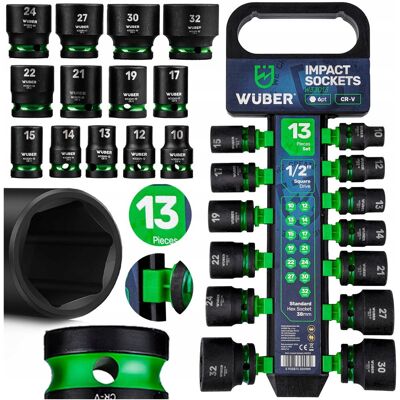 Inny producent ZESTAW NASADEK UDAROWYCH 13 SZT. 1/2' 6-KĄTNE KRÓTKIE NASADKI 10-32MM WUBER Inny producent ZESTAW NASADEK UDAROWYCH 13 SZT. 1/2' 6-KĄTNE KRÓTKIE NASADKI 10-32MM WUBER