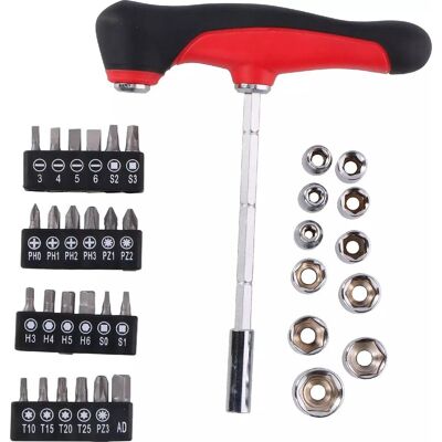 Zestaw Wkrętak Typ T Klucz Torx Hex Bity Kinzo 37el Zestaw Wkrętak Typ T Klucz Torx Hex Bity Kinzo 37el