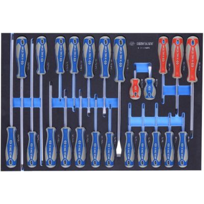 ZESTAW WKRĘTAKÓW 24 cz. KRZYŻAKI PH1 - PH3, PŁASKIE 3 - 10mm, TORX T6 - T30, WKŁAD Z PIANKI EVA DO WÓZKA King Tony ZESTAW WKRĘTAKÓW 24 cz. KRZYŻAKI PH1 - PH3, PŁASKIE 3 - 10mm, TORX T6 - T30, WKŁAD Z PIANKI EVA DO WÓZKA King Tony