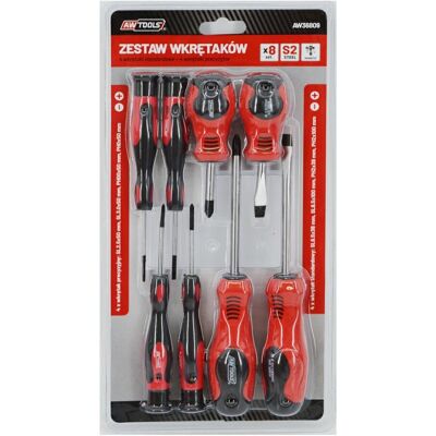 AWTOOLS - AW36809 - S2 - 8-sztukowe precyzyjne wkrętak — Zestaw wkrętaków AWTOOLS - AW36809 - S2 - 8-sztukowe precyzyjne wkrętak — Zestaw wkrętaków