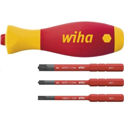 Zestaw wkrętaków vde 4-częściowy do trzpieni wymiennych slimvario electric softfinish wiha Zestaw wkrętaków vde 4-częściowy do trzpieni wymiennych slimvario electric softfinish wiha