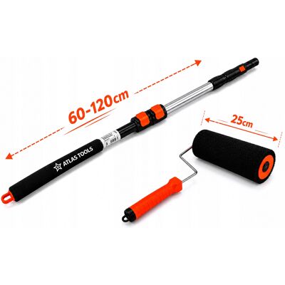 ATLAS TOOLS Zestaw Do Gładzi 25cm Kij 60-120cm Teleskopowy Wałek Do Nakładania Gładzi ATLAS TOOLS Zestaw Do Gładzi 25cm Kij 60-120cm Teleskopowy Wałek Do Nakładania Gładzi