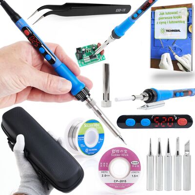 Zestaw Lutowniczy Techrebal Skyweld 120w Z Wyświetlaczem Lcd, 5 Grotów, Cyna 50 G, Plecionka 2 Mm, Pęseta Esd-15 I Etui Zestaw Lutowniczy Techrebal Skyweld 120w Z Wyświetlaczem Lcd, 5 Grotów, Cyna 50 G, Plecionka 2 Mm, Pęseta Esd-15 I Etui