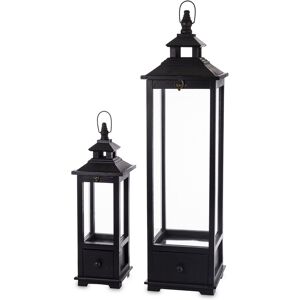 ART Wysoki Czarny Duży Lampion z Szufladkami Komplet Zestaw 2 Sztuki Drewno ART Wysoki Czarny Duży Lampion z Szufladkami Komplet Zestaw 2 Sztuki Drewno