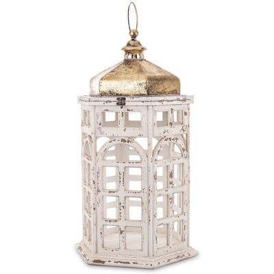 ART Biały Drewniany Duży Lampion Przecierany Postarzany Wysoki Retro Loft 82 cm ART Biały Drewniany Duży Lampion Przecierany Postarzany Wysoki Retro Loft 82 cm