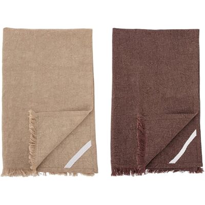 Bloomingville Set di 2 Asciugamani da Cucina Lovine in Cotone e Lino Marrone – Canovacci con Frange Bloomingville Set di 2 Asciugamani da Cucina Lovine in Cotone e Lino Marrone – Canovacci con Frange