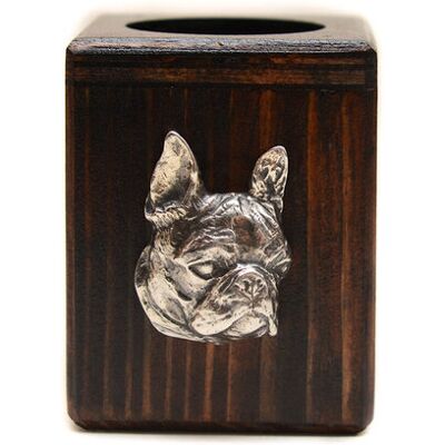 Boston Terrier, Boston Bull Terrier - drewniany świecznik z psem, unikatowa pamiątka po utracie psa, rękodzieło marki Art-Dog Boston Terrier, Boston Bull Terrier - drewniany świecznik z psem, unikatowa pamiątka po utracie psa, rękodzieło marki Art-Dog