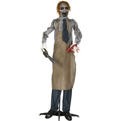 Homcom Dekoracja Halloween 170cm Morderca z piłą, ruchome ramiona Homcom Dekoracja Halloween 170cm Morderca z piłą, ruchome ramiona