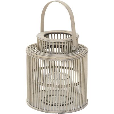 ECD Germany Lampion bambusowy o wysokości 40,5 cm, stylowa latarnia dekoracyjna w kolorze naturalnym z plecionym uchwytem i szklanym wkładem, elegan.. ECD Germany Lampion bambusowy o wysokości 40,5 cm, stylowa latarnia dekoracyjna w kolorze naturalnym z plecionym uchwytem i szklanym wkładem, elegan..