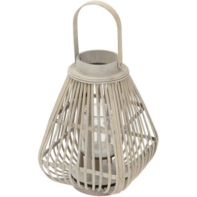 ECD Germany Lampion bambusowy o wysokości 42,5 cm stylowa latarnia dekoracyjna w kolorze naturalnym z plecionym uchwytem i szklanym wkładem eleganck.. ECD Germany Lampion bambusowy o wysokości 42,5 cm stylowa latarnia dekoracyjna w kolorze naturalnym z plecionym uchwytem i szklanym wkładem eleganck..