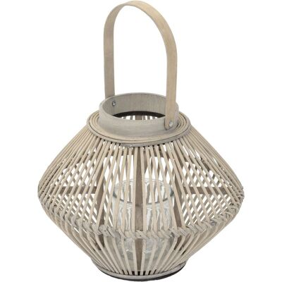 ECD Germany Lampion bambusowy o wysokości 42 cm stylowa latarnia dekoracyjna w kolorze naturalnym z plecionym uchwytem i szklanym wkładem elegancki .. ECD Germany Lampion bambusowy o wysokości 42 cm stylowa latarnia dekoracyjna w kolorze naturalnym z plecionym uchwytem i szklanym wkładem elegancki ..