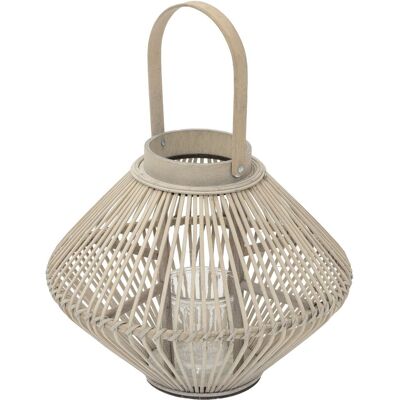 ECD Germany Lampion bambusowy o wysokości 44 cm stylowa latarnia dekoracyjna w kolorze naturalnym z plecionym uchwytem i szklanym wkładem elegancki .. ECD Germany Lampion bambusowy o wysokości 44 cm stylowa latarnia dekoracyjna w kolorze naturalnym z plecionym uchwytem i szklanym wkładem elegancki ..