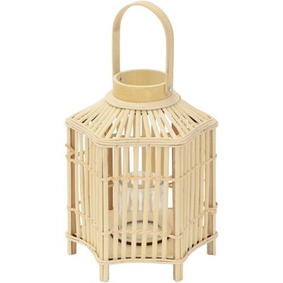 ECD Germany lampion bambusowy o wysokości 45 cm, stylowa latarnia dekoracyjna w kolorze naturalnym z plecionym uchwytem i szklanym wkładem, eleganck.. ECD Germany lampion bambusowy o wysokości 45 cm, stylowa latarnia dekoracyjna w kolorze naturalnym z plecionym uchwytem i szklanym wkładem, eleganck..