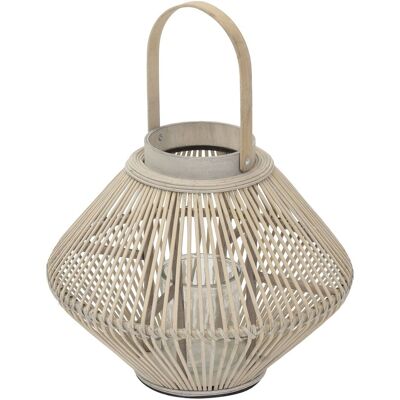 ECD Germany Lampion bambusowy o wysokości 47 cm stylowa latarnia dekoracyjna w kolorze naturalnym z plecionym uchwytem i szklanym wkładem elegancki .. ECD Germany Lampion bambusowy o wysokości 47 cm stylowa latarnia dekoracyjna w kolorze naturalnym z plecionym uchwytem i szklanym wkładem elegancki ..