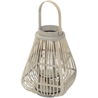 ECD Germany Lampion bambusowy o wysokości 50 cm stylowa latarnia dekoracyjna w kolorze naturalnym z plecionym uchwytem i szklanym wkładem elegancki .. ECD Germany Lampion bambusowy o wysokości 50 cm stylowa latarnia dekoracyjna w kolorze naturalnym z plecionym uchwytem i szklanym wkładem elegancki ..