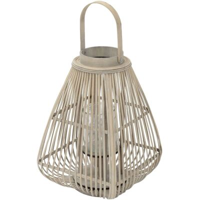 ECD Germany Lampion bambusowy o wysokości 55 cm stylowa latarnia dekoracyjna w kolorze naturalnym z plecionym uchwytem i szklanym wkładem elegancki .. ECD Germany Lampion bambusowy o wysokości 55 cm stylowa latarnia dekoracyjna w kolorze naturalnym z plecionym uchwytem i szklanym wkładem elegancki ..
