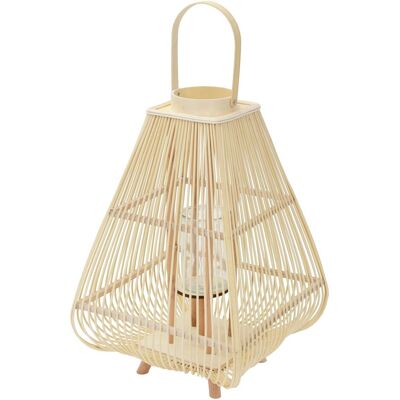 ECD Germany Lampion bambusowy o wysokości 73,5 cm stylowa latarnia dekoracyjna w kolorze naturalnym z plecionym uchwytem i szklanym wkładem eleganck.. ECD Germany Lampion bambusowy o wysokości 73,5 cm stylowa latarnia dekoracyjna w kolorze naturalnym z plecionym uchwytem i szklanym wkładem eleganck..