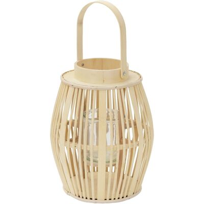ECD Germany Lampion bambusowy o wysokości h 44 cm stylowa latarnia dekoracyjna w kolorze naturalnym z plecionym uchwytem i szklanym wkładem eleganck.. ECD Germany Lampion bambusowy o wysokości h 44 cm stylowa latarnia dekoracyjna w kolorze naturalnym z plecionym uchwytem i szklanym wkładem eleganck..