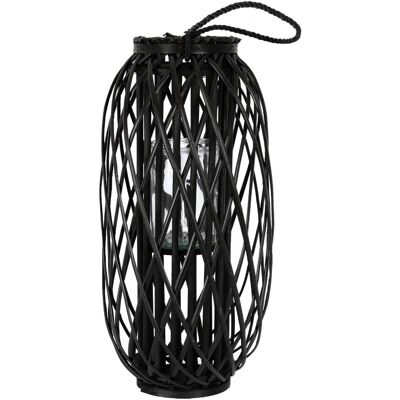 ECD Germany Latarnia ogrodowa Ried 60 x Ø 27 cm czarna z uchwytem ręcznie wyplatana latarnia wiklinowa ze szklanym wkładem retro lampion na świecę d.. ECD Germany Latarnia ogrodowa Ried 60 x Ø 27 cm czarna z uchwytem ręcznie wyplatana latarnia wiklinowa ze szklanym wkładem retro lampion na świecę d..