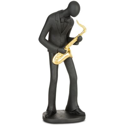 Figurka dekoracyjna Rico 05 15x11x36 Postać trzymająca kontrabas czarna złota Eurofirany Figurka dekoracyjna Rico 05 15x11x36 Postać trzymająca kontrabas czarna złota Eurofirany