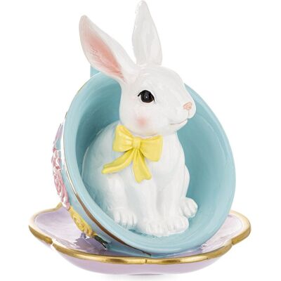 ART Figurka Królik W Filiżance Pastelowy 13Cm ART Figurka Królik W Filiżance Pastelowy 13Cm
