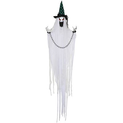 HOMCOM Dekoracja na Halloween 204 cm Wiszący Duch z Aktywacją Dźwiękową, Świecącymi Oczami, Funkcją Dźwiękową Biały HOMCOM Dekoracja na Halloween 204 cm Wiszący Duch z Aktywacją Dźwiękową, Świecącymi Oczami, Funkcją Dźwiękową Biały