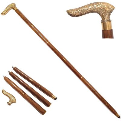 Veronese Laska składana vintage z mosiężną rączką, retro dekoracyjna 91,5cm prezent Veronese Laska składana vintage z mosiężną rączką, retro dekoracyjna 91,5cm prezent