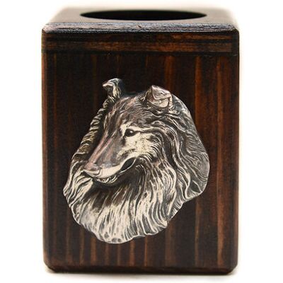 Owczarek szkocki długowłosy, Collie rough - drewniany świecznik z psem, unikatowa pamiątka po utracie psa, rękodzieło marki Art-Dog Owczarek szkocki długowłosy, Collie rough - drewniany świecznik z psem, unikatowa pamiątka po utracie psa, rękodzieło marki Art-Dog