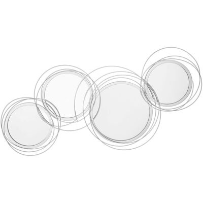 Srebrne lustro HOMCOM do dekoracji ściennej, metalowa dekoracja ścienna z 4 okrągłymi lustrami, wystrój salonu, lustro ścienne, lustro do przedpokoj.. Srebrne lustro HOMCOM do dekoracji ściennej, metalowa dekoracja ścienna z 4 okrągłymi lustrami, wystrój salonu, lustro ścienne, lustro do przedpokoj..