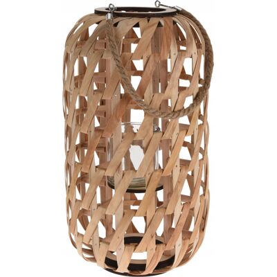 Home Styling Collection LAMPION DREWNIANY PLECIONY BRĄZOWY NATURALNY Z UCHWYTEM LATARENKA Ø 26 cm Home Styling Collection LAMPION DREWNIANY PLECIONY BRĄZOWY NATURALNY Z UCHWYTEM LATARENKA Ø 26 cm