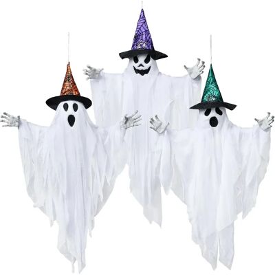 Joyin Wiszące Duchy Halloween 63 Cm Biały Duch Z Kapeluszem Czarownicy Dekoracja Joyin Wiszące Duchy Halloween 63 Cm Biały Duch Z Kapeluszem Czarownicy Dekoracja