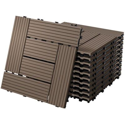 ECD Germany Zestaw 11 płytek tarasowych na 1m² 30x30 cm w kolorze ciemnobrązowym z WPC ECD Germany Zestaw 11 płytek tarasowych na 1m² 30x30 cm w kolorze ciemnobrązowym z WPC