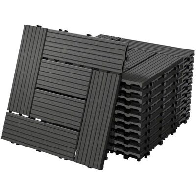 ECD Germany Zestaw 11 płytek tarasowych WPC na 1m² 30x30 cm, antracytowy ECD Germany Zestaw 11 płytek tarasowych WPC na 1m² 30x30 cm, antracytowy