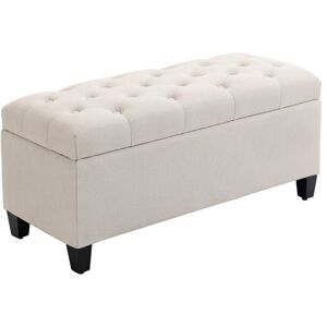 HOMCOM - Ottoman - Cremeweiß - Gummiholz - Storage Bench HOMCOM - Ottoman - Cremeweiß - Gummiholz - Storage Bench