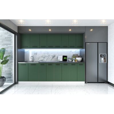 Blanco ® Zestaw Mebli Kuchennych Meble Kuchenne Kuchnia Verdi 2,6M Biały/Butelkowa Zieleń Regał Aneks Szafka Blanco ® Zestaw Mebli Kuchennych Meble Kuchenne Kuchnia Verdi 2,6M Biały/Butelkowa Zieleń Regał Aneks Szafka