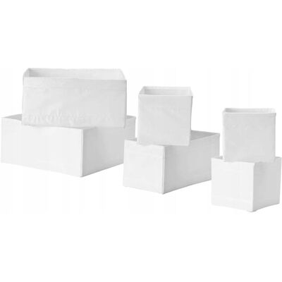 IKEA SKUBB pudełka pojemniki do komody x6 białe IKEA SKUBB pudełka pojemniki do komody x6 białe