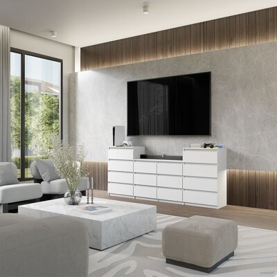 Furnica KOMODA 220 CM BIAŁY MAT 14 SZUFLAD ZESTAW TRZECH KOMÓD, SALON Furnica KOMODA 220 CM BIAŁY MAT 14 SZUFLAD ZESTAW TRZECH KOMÓD, SALON
