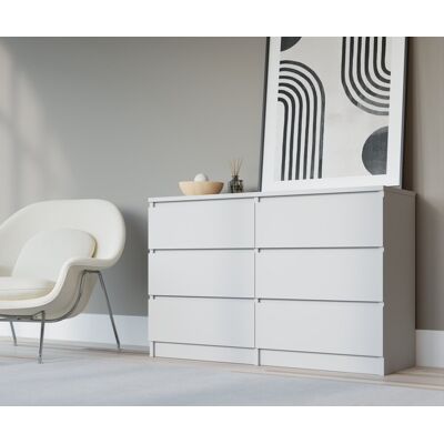3XE LIVING - Komoda - Biała - 138x39x79 cm 3XE LIVING - Komoda - Biała - 138x39x79 cm