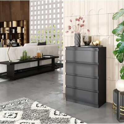 Furnica Komoda 60 Cm Antracyt 4 Szuflady Salon, Sypialnia Furnica Komoda 60 Cm Antracyt 4 Szuflady Salon, Sypialnia