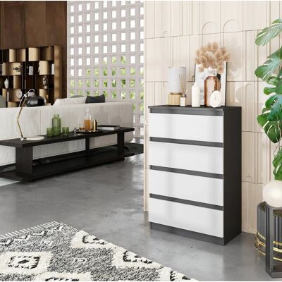 Furnica KOMODA 60 CM ANTRACYT / BIAŁY MAT 4 SZUFLADY SALON, SYPIALNIA Furnica KOMODA 60 CM ANTRACYT / BIAŁY MAT 4 SZUFLADY SALON, SYPIALNIA
