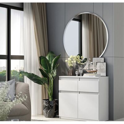 Furnica Komoda 80 Cm Biały Mat 2 Szuflady, 2 Drzwi, 2 Półki, Salon Furnica Komoda 80 Cm Biały Mat 2 Szuflady, 2 Drzwi, 2 Półki, Salon