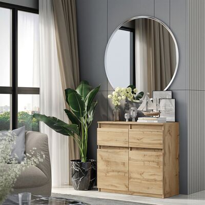 Furnica KOMODA 80 CM DĄB WOTAN 2 SZUFLADY, 2 DRZWI, 2 PÓŁKI, SALON Furnica KOMODA 80 CM DĄB WOTAN 2 SZUFLADY, 2 DRZWI, 2 PÓŁKI, SALON