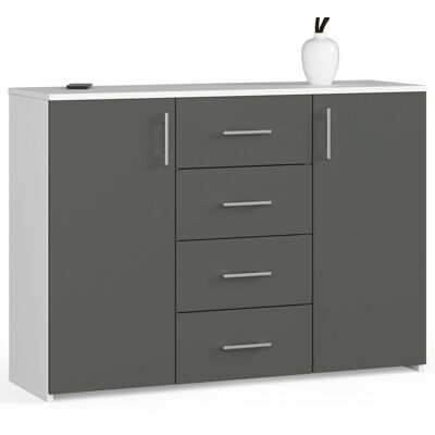 Komoda Akord K45 Szara - Nowoczesna 110cm, 2 drzwi, 4 szuflady Komoda Akord K45 Szara - Nowoczesna 110cm, 2 drzwi, 4 szuflady